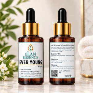Élan essence serum bottles on marble